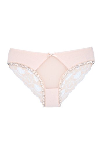Zena Powder Cotton Tulle on the Front and Lace Detail on the Back Women's Slip Women's Panties
