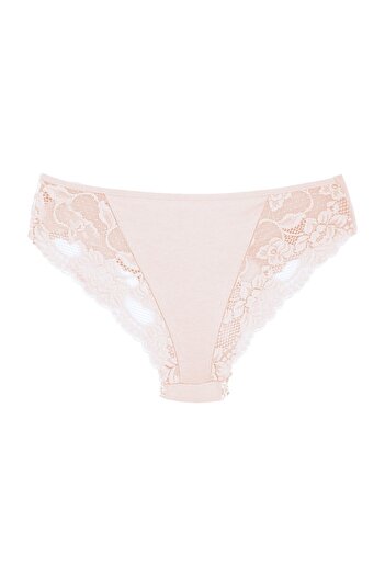 Zena Powder Cotton Tulle on the Front and Lace Detail on the Back Women's Slip Women's Panties