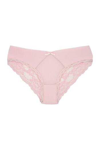 Zena Pink Cotton Tulle on the Front and Lace Detail on the Back Women's Slip Women's Panties