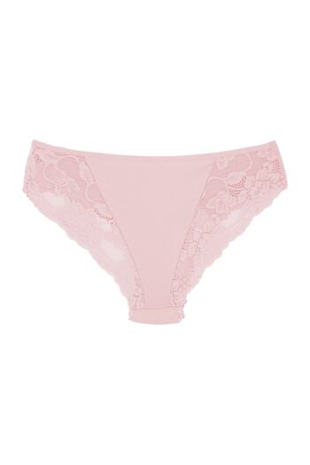 Zena Pink Cotton Tulle on the Front and Lace Detail on the Back Women's Slip Women's Panties