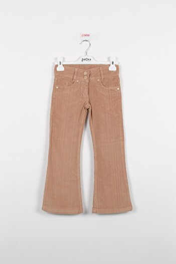 incity Girl's Wide Leg Camel Velvet Trousers