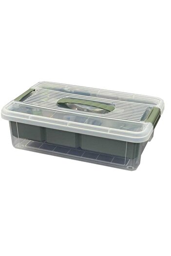 HOBBY LİFE Stormax 6 Liter Compartment Multi-Purpose Storage Box Organizer with Lid Green