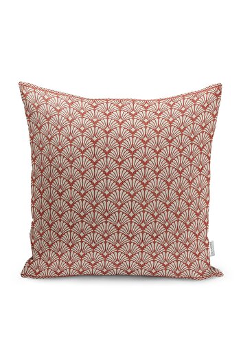 Realhomes Ethnic Patterned Red and Cream Digital Printed Pillow Cushion Cover with Motifs on the Floor