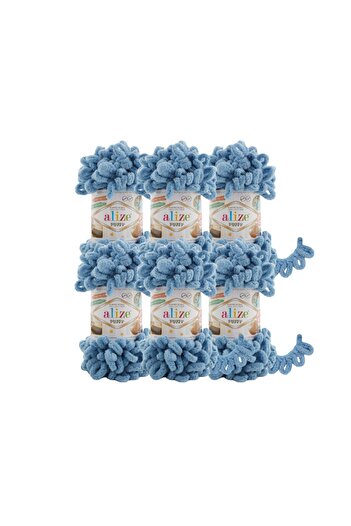 Alize Puffy 6 Pieces Medium Blue Knitted - Πλεκτό στο χέρι, Κωδικός χρώματος κλωστής: 280