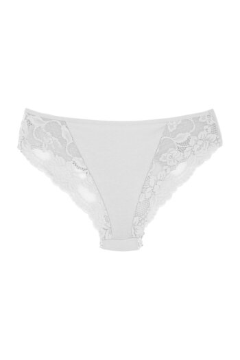 Zena Tulle alb din bumbac pe față și detaliu din dantelă pe spate Chiloți damă cu slip pentru femei
