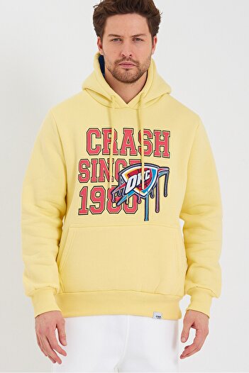 AMAZING CRASH Unisex Hooded Kangaroo Pocket Printed Sweatshirt