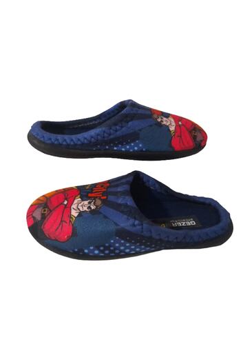 GEZER Blue Superhero Figured Indoor Ultra Light Non-Slip Sole Boys' Slippers