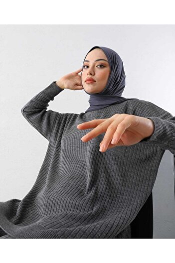 MODAMÜNASİP Γυναικείο Σετ Πλεκτό Τούνικ και Παντελόνι με Λεπτομέρεια Τσέπης
