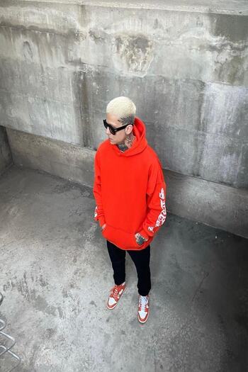 Machetta Large Size Hooded Horse Back and Sleeve Text Detail Oversize Sweatshirt