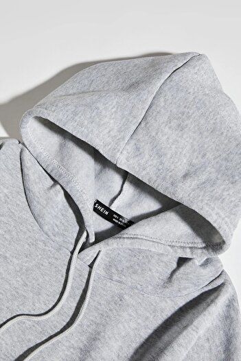 MODAGEN Unisex Gri New York Dream Team Baskılı Kapüşonlu Oversize Sweatshirt
