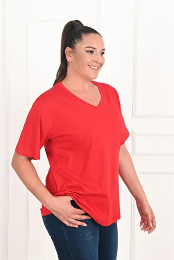 Koza Butik Women's V-Neck Basic T-shirt (1297)