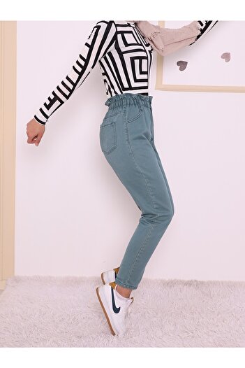 NARKISS Mint Elastic Waist Mom Jean