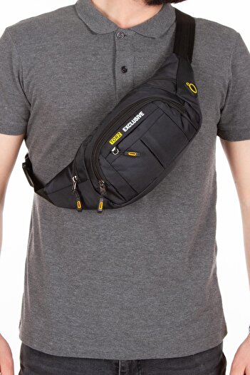 Torz Men's Waist Bag Diagonal Waterproof Fabric Chest Cross Bag with Headphone Outlet