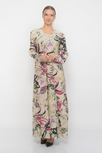 TUSSE Patterned Sandy Fabric Draped Non-Stick Digital Pattern Large Size Dress