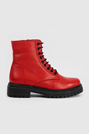 TUNAELLİ Women's Red Genuine Leather Boots & Booties Size 35-41