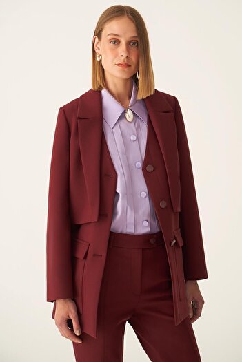 Perspective Derians Regular Fit Men's Collar Standard Length Claret Red Color Women's Jacket