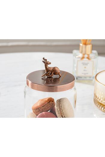 English Home Shiny Deer Glass Jar 13X9,6 cm Bronze