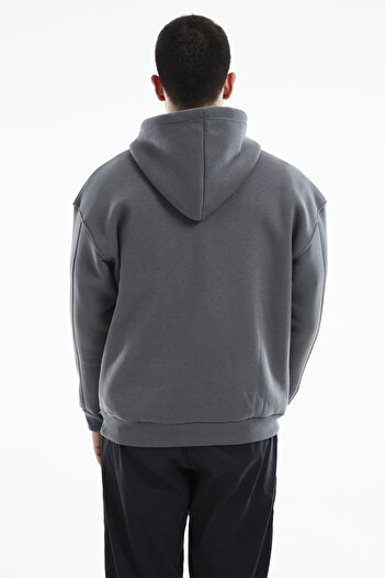 Eazy Co Eazy Basic Oversize Unisex Premium γκρι κουκούλα με κουκούλα
