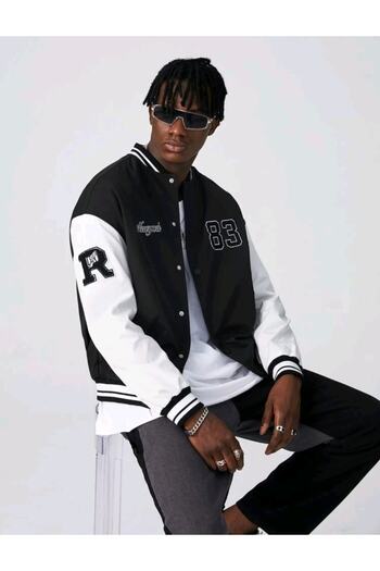 AymenS Big Rose Double Color College Jacket