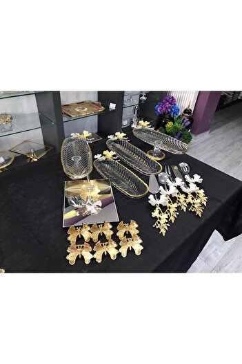 Santara Avangard 4-Piece Serving Set of 5 Magnificent Set Composed of 6 Napkin Rings and Napkin Holders