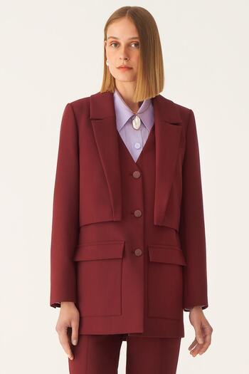 Perspective Derians Regular Fit Men's Collar Standard Length Claret Red Color Women's Jacket
