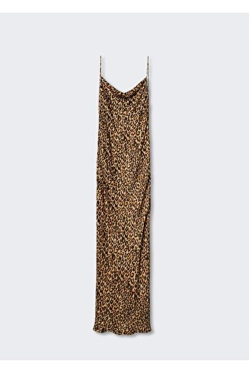 MANGO Woman Dökümlü Leopar Desenli Elbise