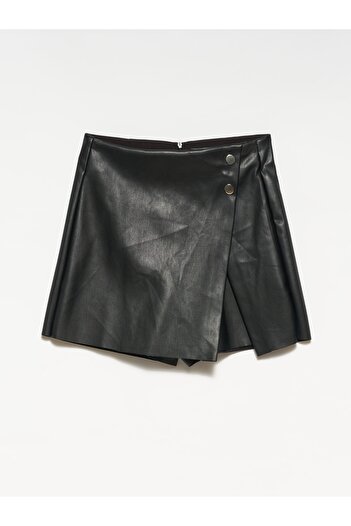 Dilvin 80707 Fustă pantaloni scurți dublu - negru