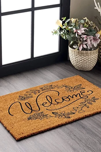 Decovetro Doormat Welcome - Flower Patterned Door Mat