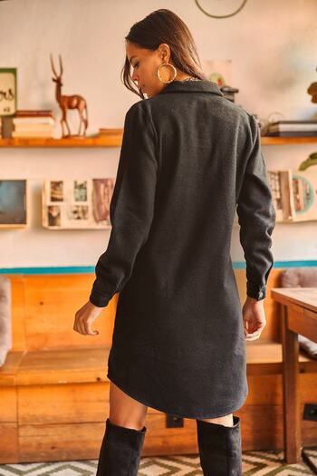 Olalook Women's Black Stash Shirt Dress ELB-19000953