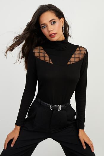 Cool & Sexy Dámská černá rybářská halenka BK1548