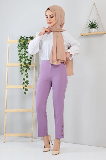 Modamihram Button Detailed Trousers Lilac 10632
