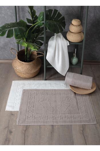 Güvenal Petek 4 Piece Boxed Towel and Mop Set 2 Mats 2 Towels | Towel | Towel Set | Towel for feet