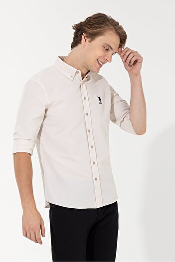 U.S. Polo Assn. Πέτρινο ανδρικό πουκάμισο