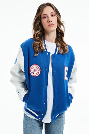 Eazy Co Унісекс-піджак Llege Oversize Унісекс Saks Синій товстий піджак для коледжу