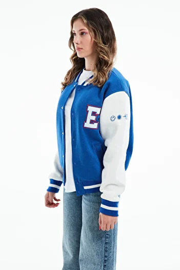 Eazy Co Унісекс-піджак Llege Oversize Унісекс Saks Синій товстий піджак для коледжу