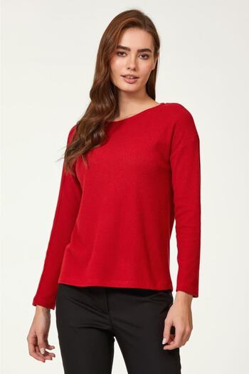 İKİLER Round Neck Long Sleeve Knitwear Blouse 223-1730