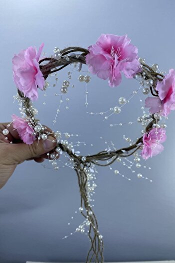 Hobigram Pink Floral Pearl Outdoor Shooting Hair Accessory Bridal Crown – Other Hair Accessories, Stylish Design – Other