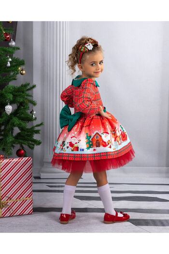 Magu Girl's Baby Collared New Year Themed Fluffy Tulle Dress