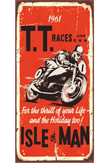 Hayat Poster Motor Racing (10 cm X 20 cm) Mini Retro Wooden Poster