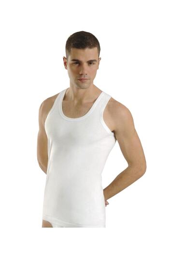 Anıt Men's White Combed Cotton Tank Top 12 Pieces