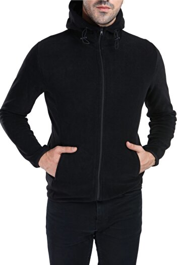 GHASSY CO. Men's Black Hooded Fleece Jacket