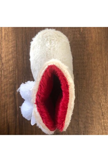Pomidik Kız Çocuk Ekru Ponponlu Panduf