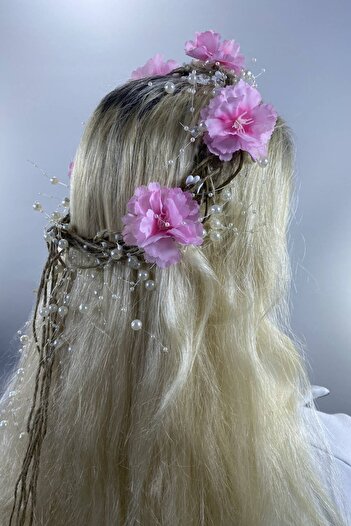 Hobigram Pink Floral Pearl Outdoor Shooting Hair Accessory Bridal Crown – Other Hair Accessories, Stylish Design – Other