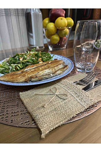 Çt Çeyizci Tekstil Servis Peçetesi & Kılıfı Tutucu Natural Kumaş 12 Adet