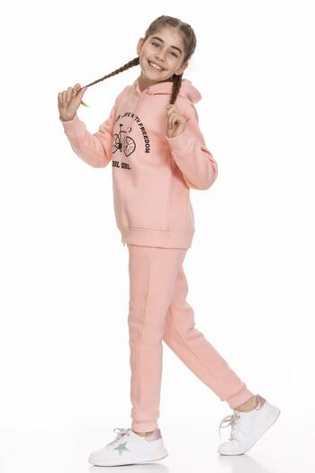 Perendi Girl's Cool Girl Printed Set with Fleece Inside