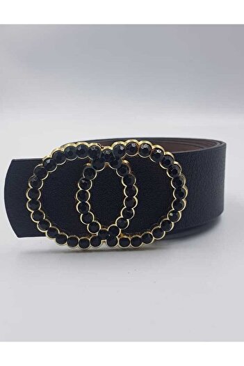 BellaVino Women's Black Jewelled Black Belt R 090807