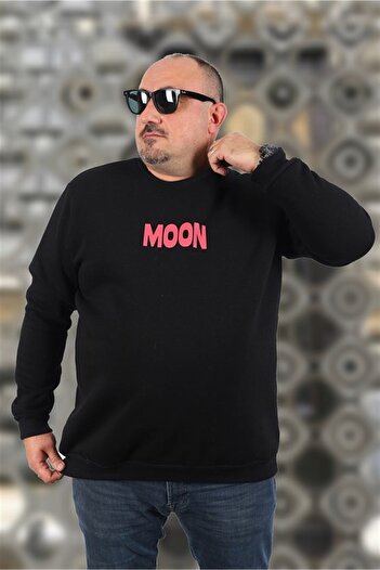 Starbattal Ανδρικό Sweat Moon Plus Size 22731 Μαύρο