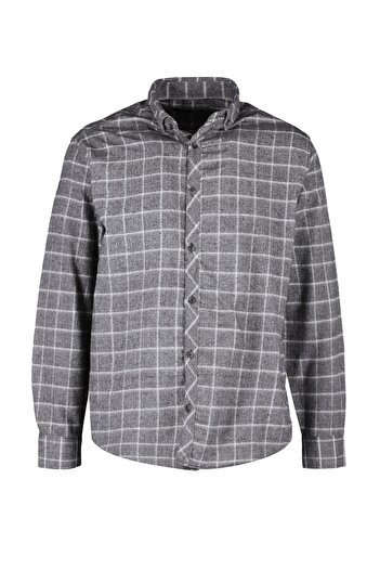 Trendyol Collection Gray Regular Fit Plaid Shirt TMNAW23GO00167