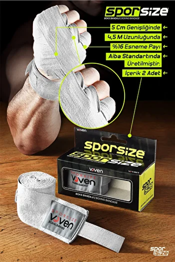 Sporsize Bandaj Voven Boxing Muay Thai Bandaj alb de box Bandaj Muay Thai Bandaj de mână alb 4,5 metri