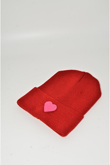 mottomia New Year/Valentine's Day Special Pink Heart Figured Red Color Unisex Beret